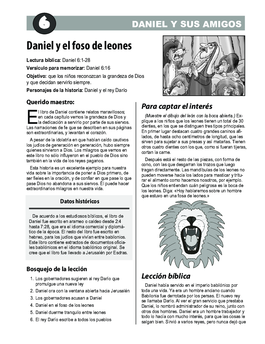 6- LECCION- DANIEL Y EL FOSO DE LOS LEONES - pdf 