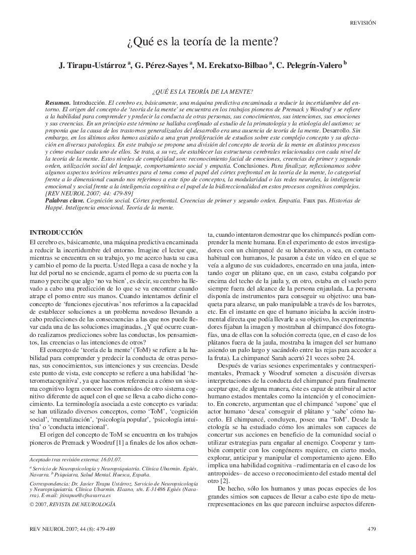 7lectura Tirapu Ustarroz 07 Teoria De La Mente Pdf Docer Com Ar