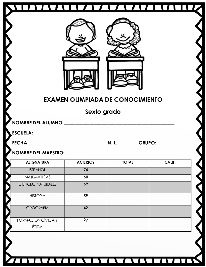 Examen Olimpiada De Conocimiento Sexto Grado Pdf Docer Com Ar My XXX Hot Girl