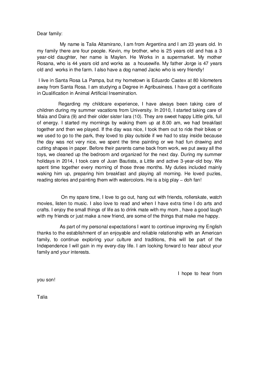 8_Dear host family letter - pdf Docer.com.ar Thank You Letter To Host Family