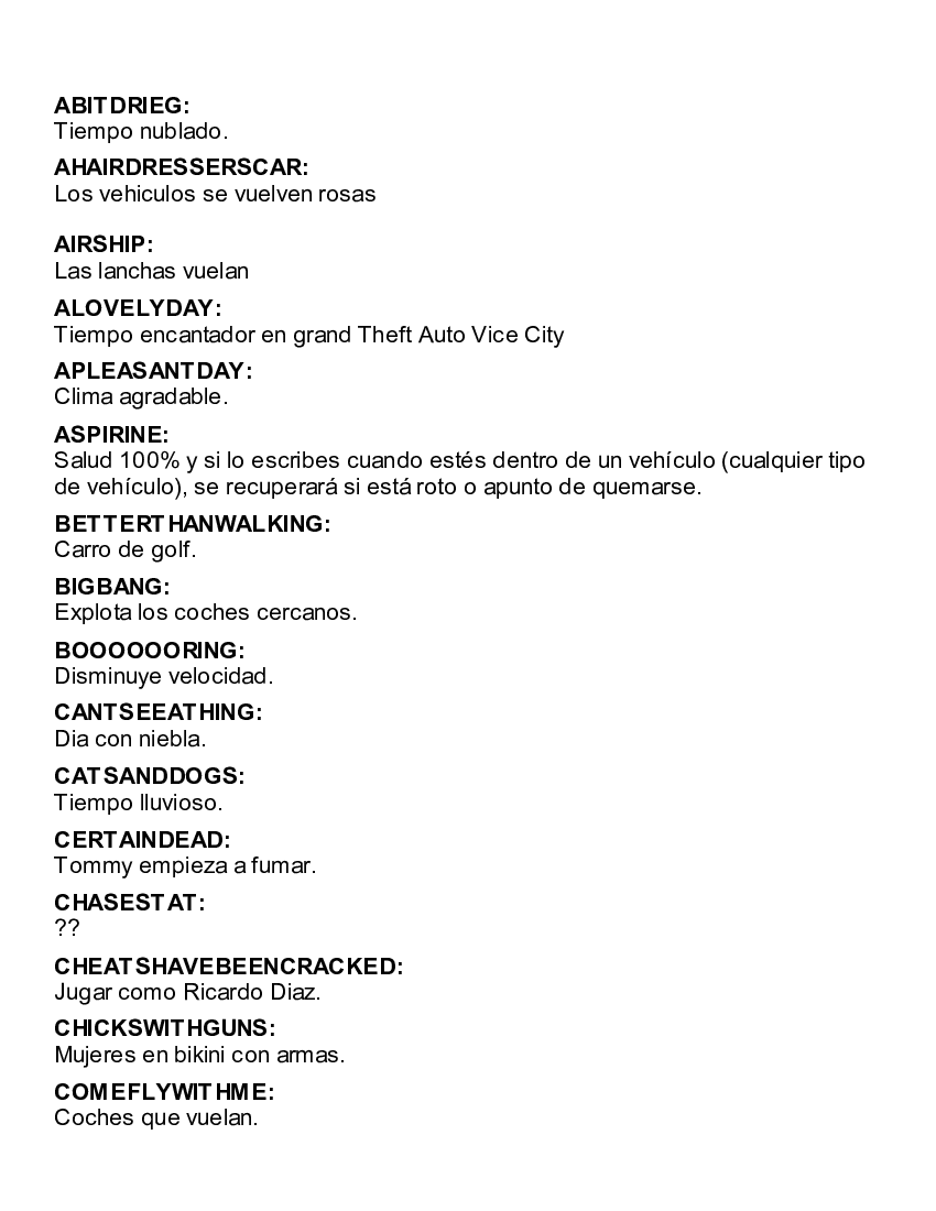 Trucos y código de GTA Vice City para PlayStation 2 - Infobae