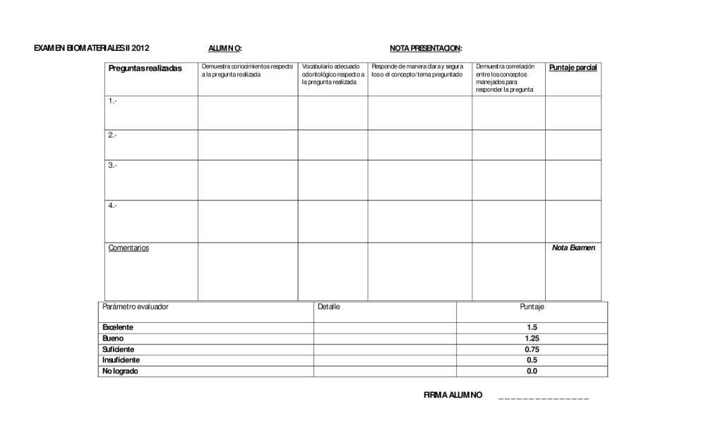 Rubrica Examen Oral Pdf Docer Com Ar