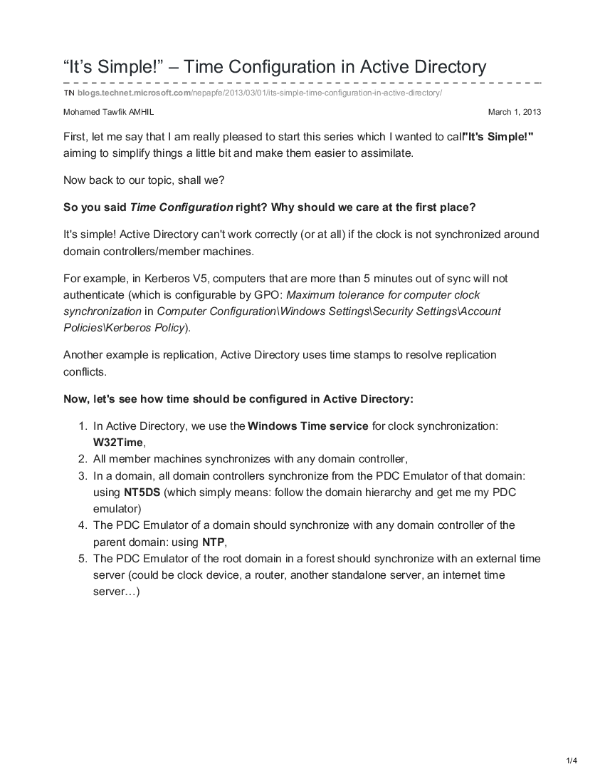 Its Simple Time Configuration In Active Directory Pdf Docer Com Ar
