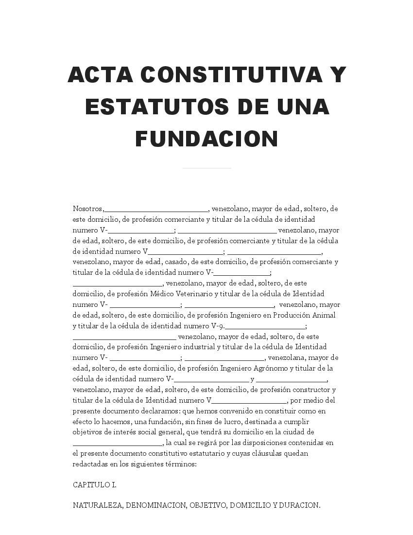 ejemplo ACTA CONSTITUTIVA Y ESTATUTOS DE UNA FUNDACION - pdf 