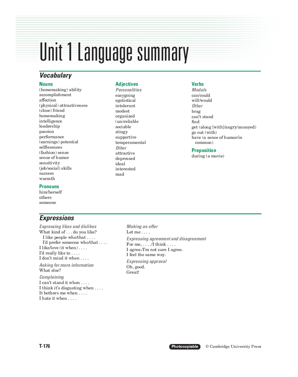 Language summaries