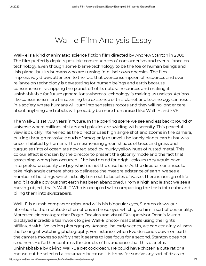 film analysis essay example