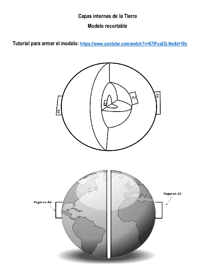 Capas internas de la Tierra (Modelo recortable) - pdf 