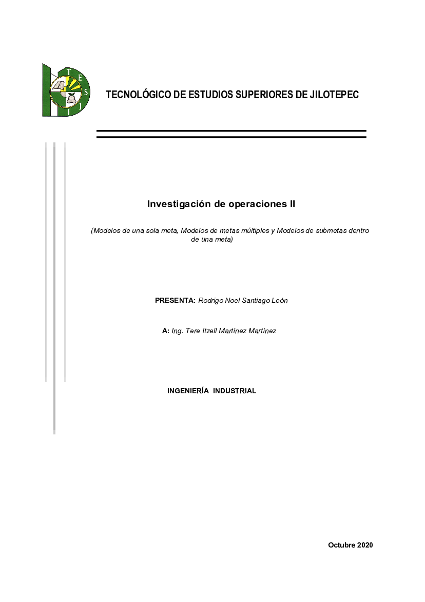 Modelos de una sola meta, Modelos de metas múltiples y Modelos de submetas  dentro de una meta - pdf 