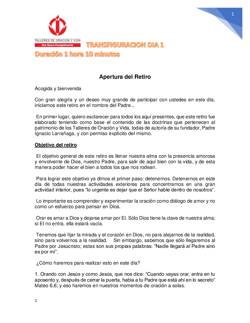 TRANSFIGURACION PRIMER DIA COMPLETO - pdf 