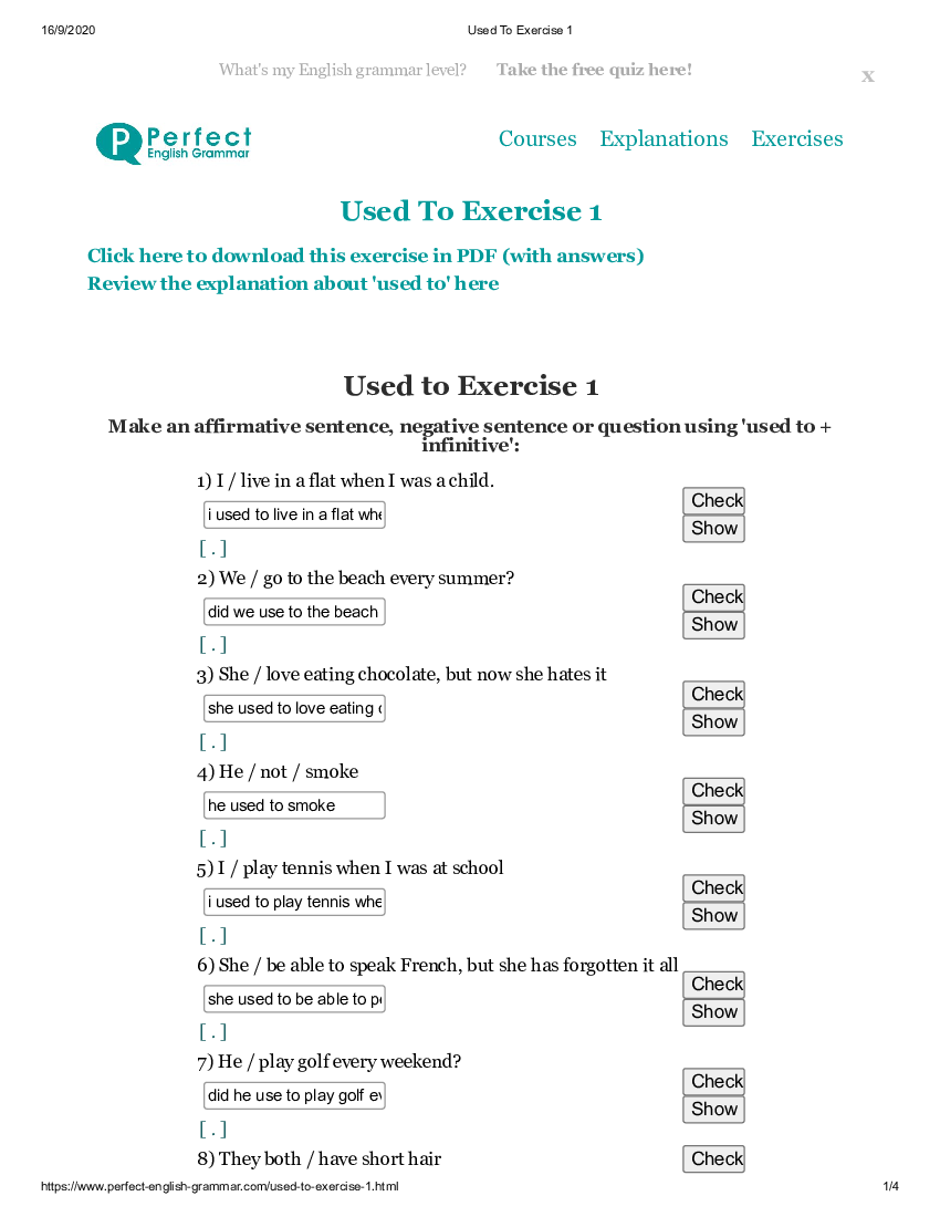 Used To Exercise 2 Pdf Docer Com Ar