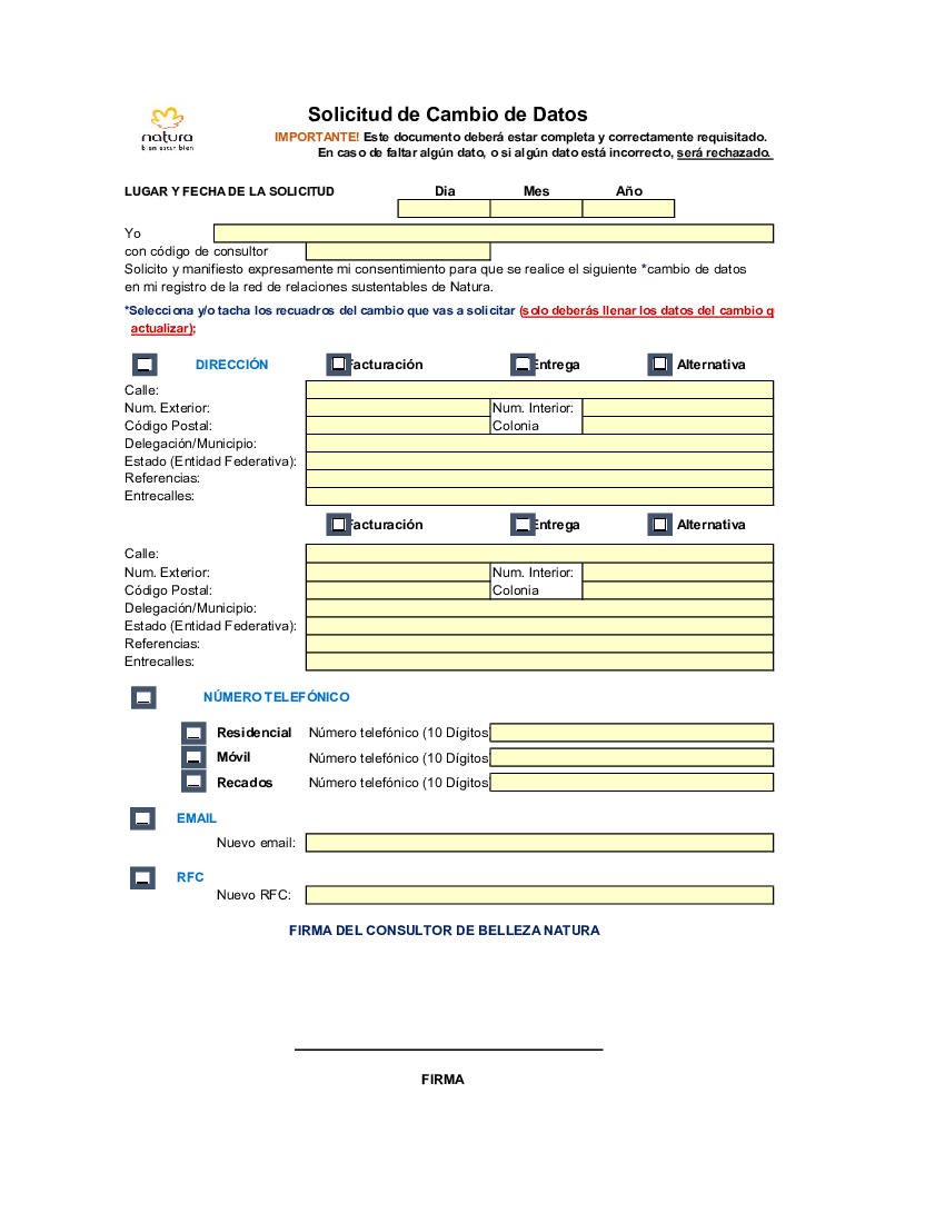 Formato solicitud de cambio de datos - pdf 
