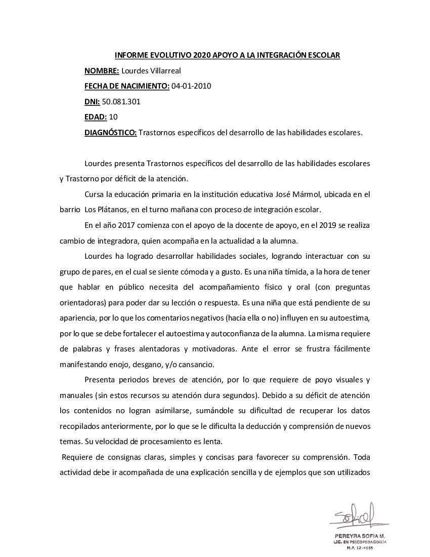 VILLAREAL INFORME FINAL - 2020 APOYO A LA INTEGRACIÓN ESCOLAR - pdf  