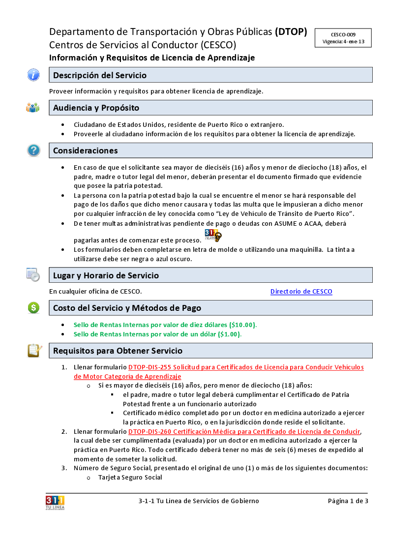 departamento de obras publicas pr licencias