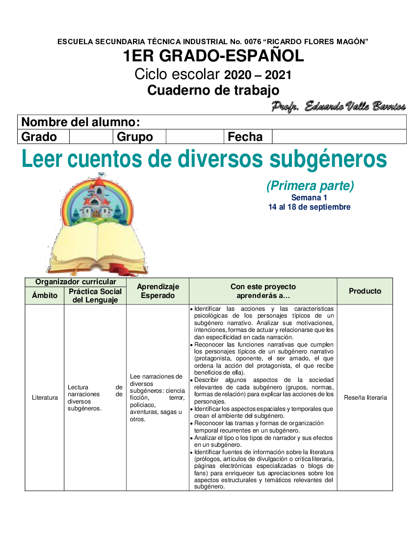 Leer cuentos de diversos subgéneros - pdf 