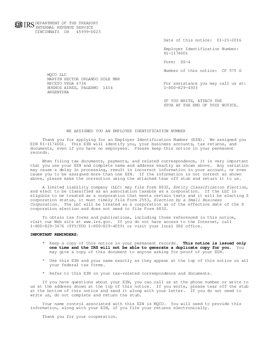 MQCO LLC-EIN Letter - pdf Docer.com.ar
