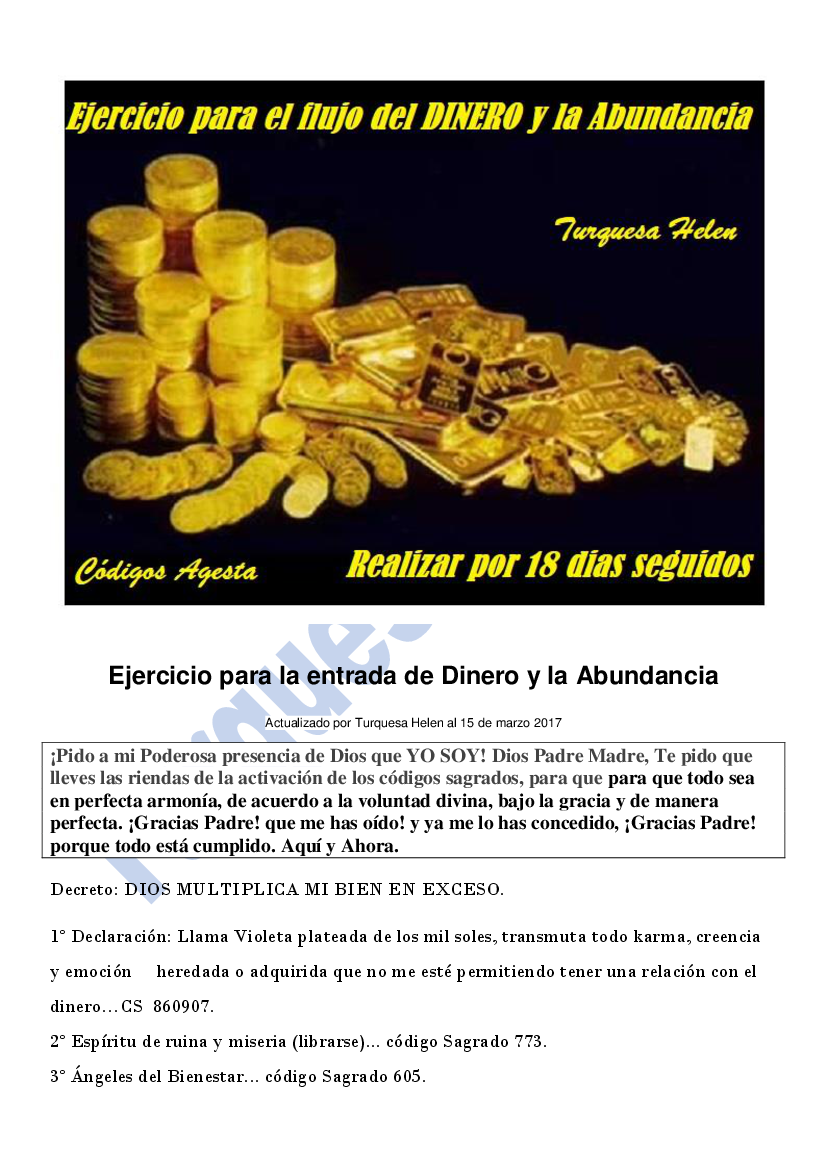 Ejercicio Para La Entrada De Dinero Y La Abundancia 18 Dias Turquesa Pdf Docer Com Ar