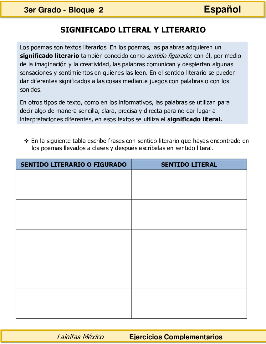 3er Grado - Español - Significado literal y literario - pdf 