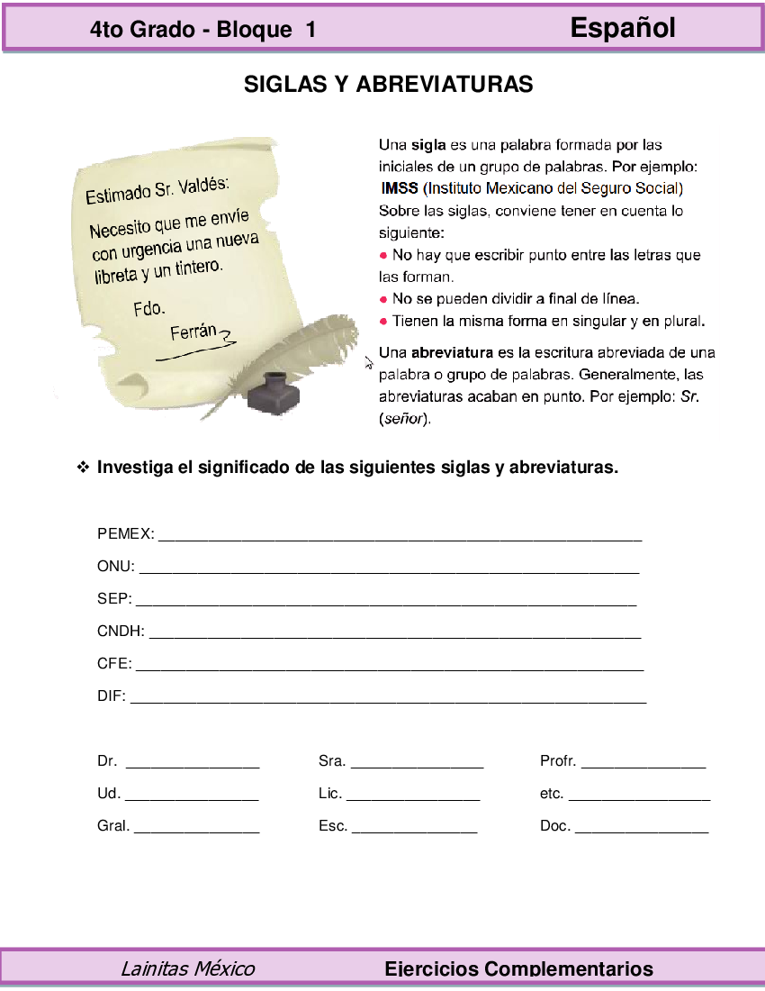 4to grado español siglas y abreviaturas pdf docer com ar