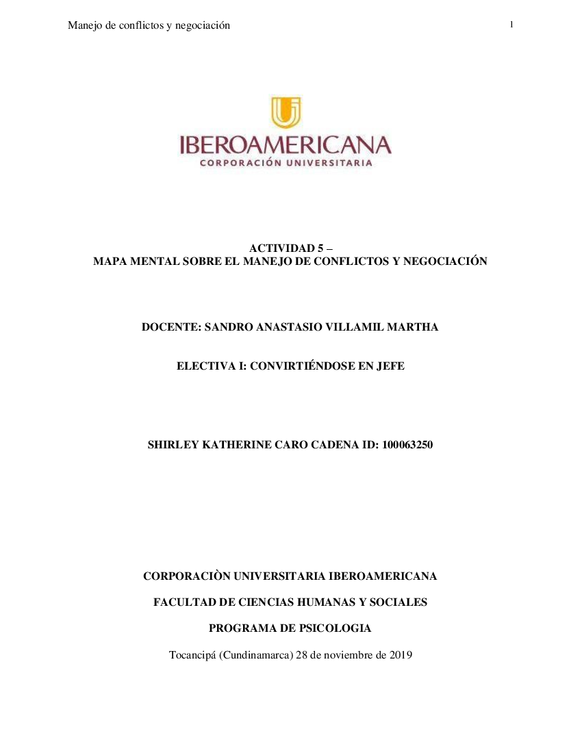 Actividad 5 - Mapa mental sobre el manejo de conflictos y negociación - pdf  