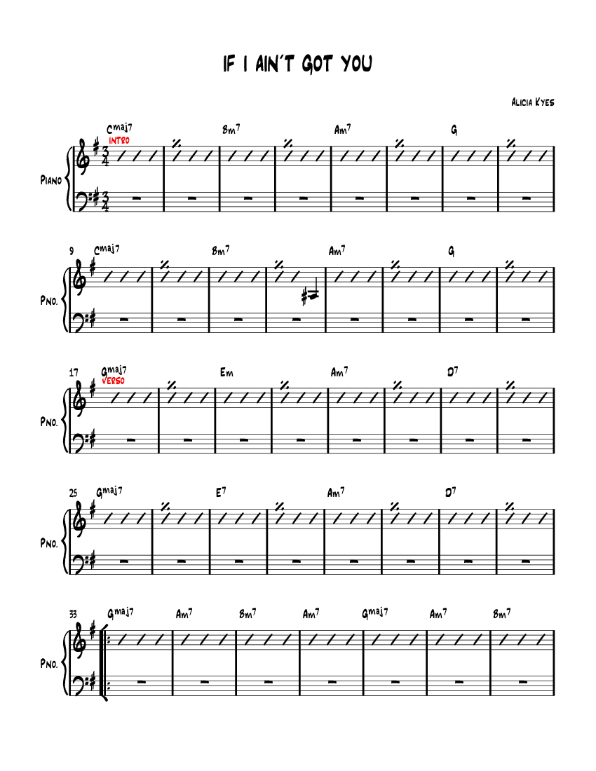 IF I AIN´T GOT YOU - Partitura completa - pdf Docer.com.ar